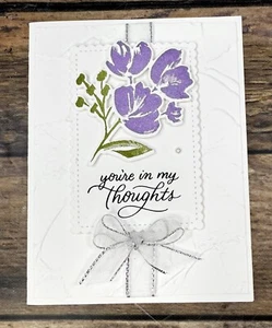 Stampin Up CARD KIT Sympathy You're In My Thoughts Floral Embossed Makes 4 Cards - Picture 1 of 2