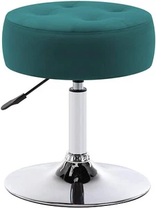 Velvet Vanity Stool Chair Swivel Makeup Stool Adjustable Round Ottoman Bench - Picture 1 of 43