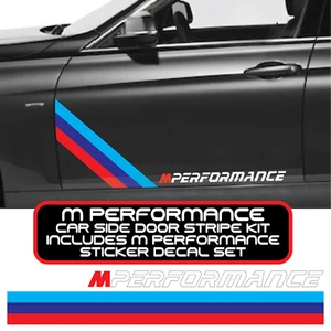 2x For BMW M PERFORMANCE M SPORT SIDE DOOR STRIPES VINYL STICKERS DECAL BADGE s1 - Picture 1 of 5