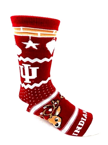 Indiana Hoosiers Ugly Sweater Baby Reindeer Christmas Socks Cover
