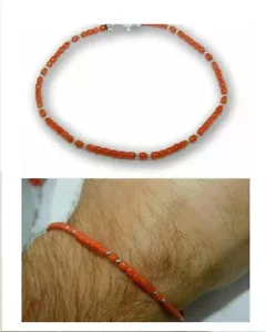 Bracciale di Corallo Rosso VERO da Uomo in Argento 925 Braccialetto e con sfere - Imagen 1 de 6