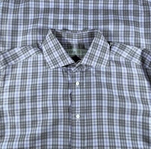 ETRO Milano Purple Plaid Spread Collar Shirt Mens Sz 40 M - Picture 1 of 8