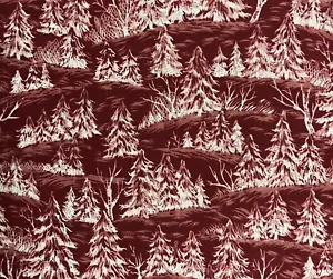 BENARTEX - Winter Documentaries #177-Red Trees Snow 6”x44” Remnant Vintage - Picture 1 of 3