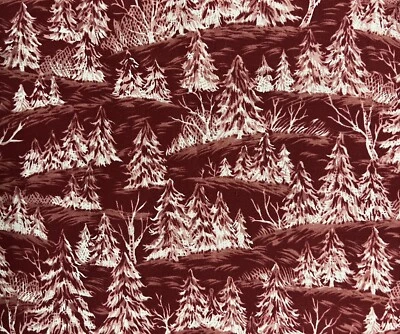 BENARTEX - Winter Documentaries #177-Red Trees Snow 6”x44” Remnant Vintage - Image 1 of 3