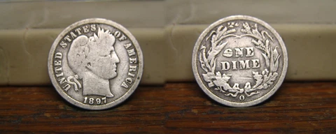 1897-O BARBER LIBERTY HEAD SILVER DIME 1897O US COIN Cover