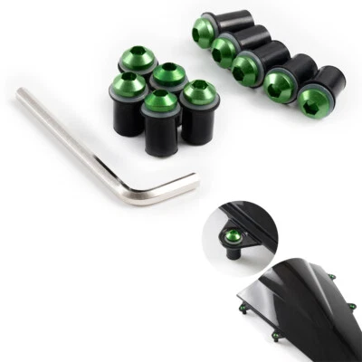 Green Windshield Bolts fit for Honda Suzuki Kawasaki Yamaha CBR GSXR Ninja YZF - Imagem 1 de 4