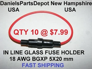 x10 18 AWG In-Line GLASS Fuse SCREW CAP HOLDER BGXP TYPE 5X20mm CAR TRUCK USA - Picture 1 of 11