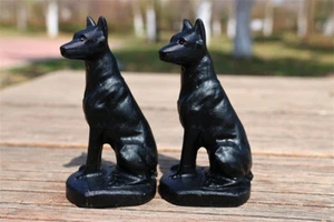 2.3" Natural obsidian Dog Carved Reiki Crystal Skull Decor Healing gift 1PC - Picture 1 of 11
