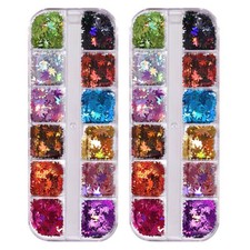 FRCOLOR 2 Boxes Maple Leaf Nail Art Glitter Sequins Colored DIY Manicure Deca...