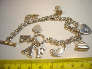 VINTAGE massiv Silber 9 Bettelarmband mit T-Bar Schloss - sehr schwer, 7,5", Designer - Bild 1 von 7