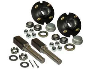 Pair Of 4-Bolt on 4" Hub & 1"  Square Shaft Spindle Assembly - Foto 1 di 2