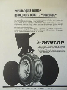 3/1968 PUB DUNLOP AVIATION SUPERSONIC CONCORDE TIRE PNEU ORIGINAL FRENCH AD - Foto 1 di 1