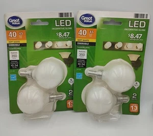 2 Pack Great Value G16.5 Soft White Dimmable LED Decorative Globe Bulb - Picture 1 of 2
