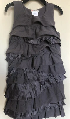 J Crew Crewcuts Rosalie Twisted Dress Silk Gray Grey Ruffle Party Dress Girls 5 - Image 1 of 4