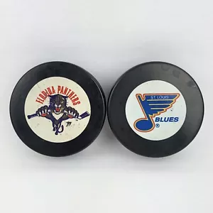 St Louis Blues and Florida Panthers NHL Hockey Pucks InGlasCo Retro Logo Vintage - Bild 1 von 9