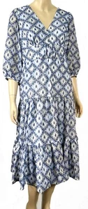 Calvin Klein Sheer Layered Tiered Loose Prairie Cottagecore Blue Dress Size 6 - Picture 1 of 6
