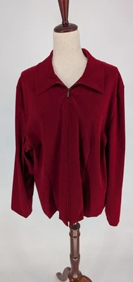 Vintage Briggs New York Womens Jacket Plus Sz 18W Red Soft Velour Full Zip Comfy - Image 1 of 4