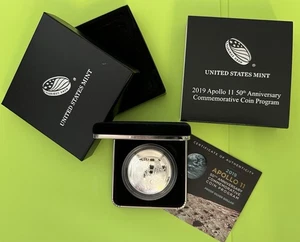 2019-P $1 Apollo 11 50th Anniversary Proof Silver Dollar W/ Box & COA US Mint - Picture 1 of 12