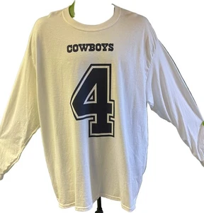 NFL Dallas Cowboys Dak Prescott #4 L/S T-Shirt 100% Cotton Men's X-Large NWT - Picture 1 of 4