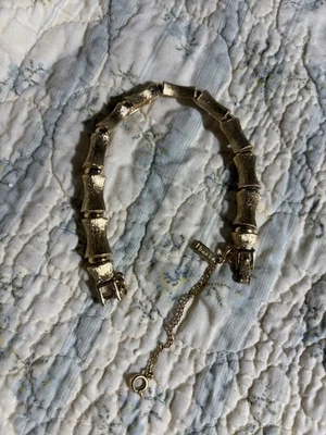 Pulsera Vintage Diseño Por Dinero Bambú Tono Dorado Medida 7.5+2 1/4 Pulgadas  Foto 1 de 4