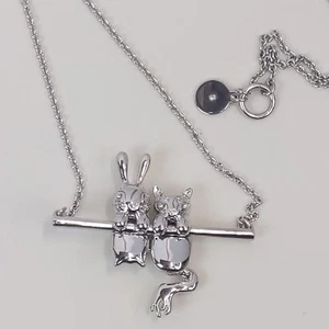 Marc Jacobs Necklace Womens Rabbit Squirrel Silver Tone Rhinestone Eyes Long - Picture 1 of 4