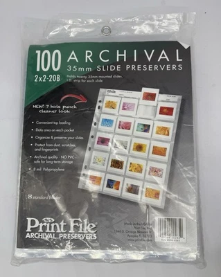 Print File 2x2-20B Archival Storage Sheets for 20 Slides, 100 Pages Sealed New - Image 1 of 2
