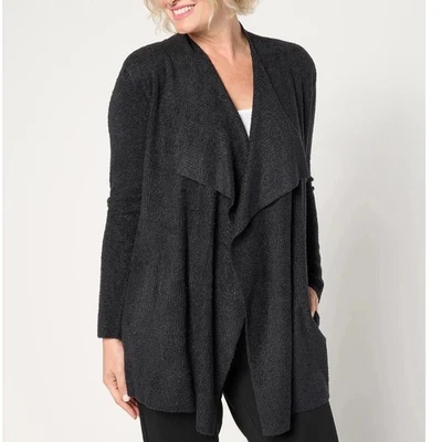 NEW Barefoot Dreams CozyChic Lite Ribbed Island Wrap Cardigan Grey1X Pockets - Image 1 of 4