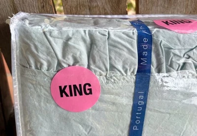 Alda Texteis King Size SAGE RUFFLE Cotton Percale Sheet Set   (soft sage color) - Image 1 of 4