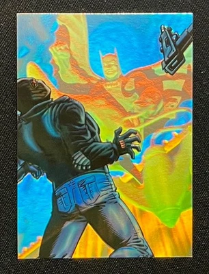 1996 Fleer DC Outburst #2 Batman Holoburst Hologram Card Swings Into Action NM/M - Image 1 of 4