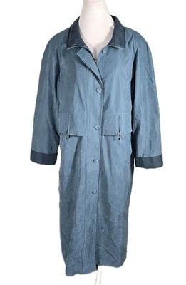 Gabardina Fleet Street Wms 16 verde azulado de gamuza extraíble forro de piel B46 Foto 1 de 4