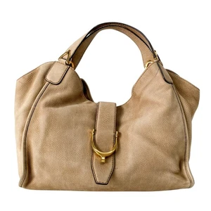 GUCCI Stirrup Brown Nubuck Leather Shoulder Bag - Picture 1 of 15