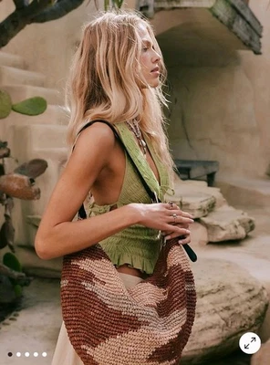 Nuevo con etiquetas Bolso de Paja Free People Santorini para Mujer Hecho a Mano Marrón y Tostado Tejido Foto 1 de 4