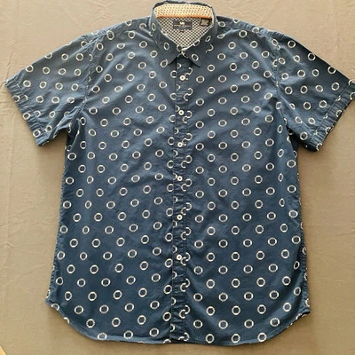 Camisa con botones MICHAEL BRANDON para hombre L azul informal extendida grande Foto 1 de 4