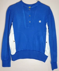 Vintage Hang Ten Sweatshirt Small Blue Pockets Footprint Logo Snap Buttons - Bild 1 von 14