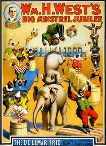 Wm H West's Big Minstrel Jubilee The De Elmar Trio - 1900 - Circus Poster - Picture 1 of 1