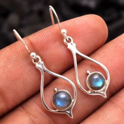 Pendiente de plata de ley 925 con piedras preciosas de labradorita joyería del viernes negro MP-1082 Foto 1 de 4