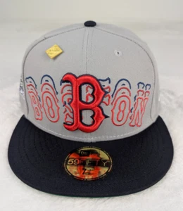Boston Red Sox Word Drop 2004 World Series New Era 7 3/8 Fitted Capsule Hat NWT - Picture 1 of 7
