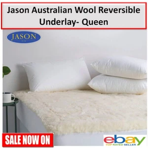Jason Australian Wool Underlay 550GSM Washable Mattress Topper Protector Reverse - Picture 1 of 9