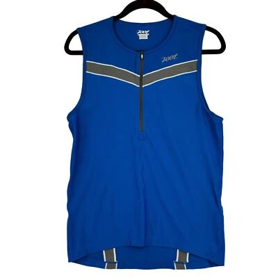 Camiseta deportiva sin mangas Zoot para mujer sin mangas media cremallera azul gris talla L Foto 1 de 4