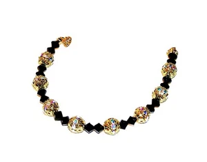 BRACELET 7 3/4" Long GT AB Iridescent Rhinestones Filigree & Bicones SPARKLER! - Picture 1 of 2