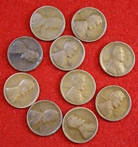 Centavo de trigo Lincoln 1913-D grupo de 10 monedas circuladas - Imagen 1 de 6