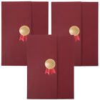 3Pcs Dark Red Tri-Fold Certificate Holders For Awards & Diplomas