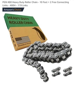 #80 Schwerlast Rollenkette × 10 Fuß mit 2 Verbindungsgliedern - Bild 1 von 7