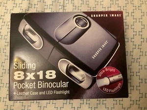 new Sharper Image 8x18 Pocket Binocular w/ Leather Case and LED Flashlight - Picture 1 of 4