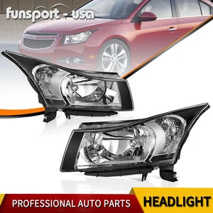 Headlights Assembly For 2011-2015 Chevy Cruze Chrome Housing Headlamps LH+RH - Picture 1 of 12