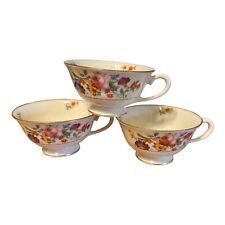 Floral Teacups With Gold Trim -Lot of 3 unsigned - China? Porcelain?