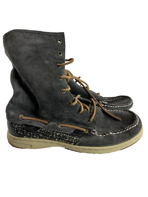Botas con cordones Sperry Topsider media pantorrilla grises para mujer 6,5 M gamuza cuero crudo cordones 0438 Foto 1 de 4