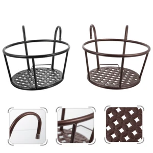 2PCS Round Plant Iron Racks Rail Metal Fence Planters - Picture 1 of 12