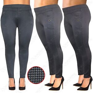 NEW LADIES DOGTOOTH SMART TROUSERS WOMENS STRETCHY WAIST PLUS SIZE PANTS 14-20