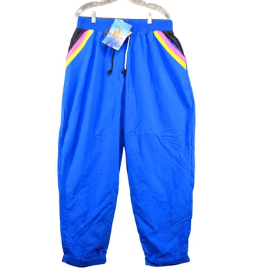 Calça de atletismo feminina Catalina corta-vento azul 2X bainha algemada cordão com etiquetas - Imagem 1 de 4